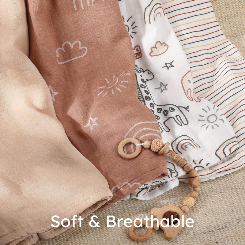 YOOFOSS Muslin Swaddle Blankets, Organic Baby Blankets, 47 x 47 Inches Receiving Blanket for Baby Boys and Girls, Baby Essentials for Newborns Soft Breathable - Image 5